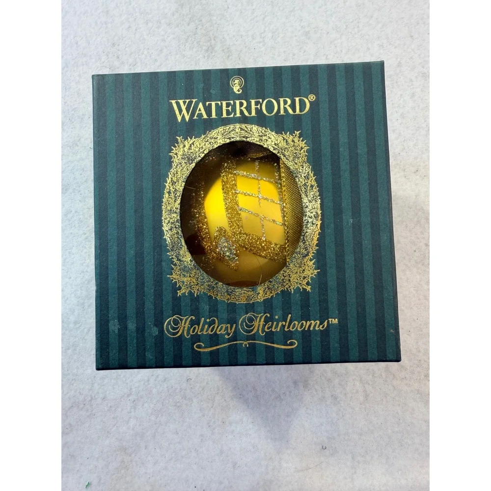 Waterford Holiday Heirlooms Avoca Grande Ball Gold Glass Ornament Limited Series